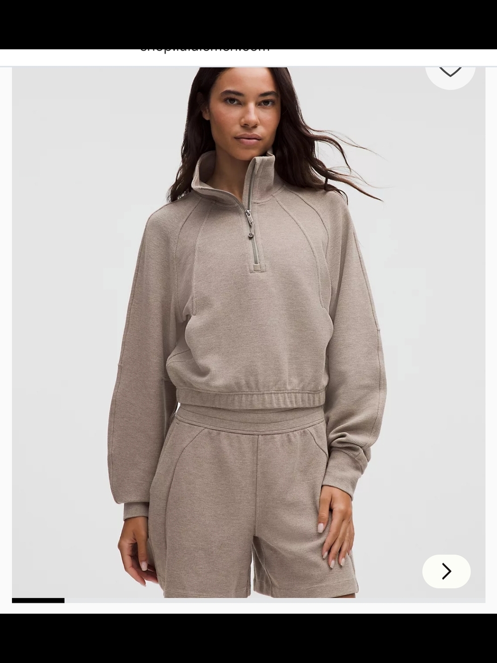lululemon athletica Cropped Waffle Half-Zip Pullover in Ash grey